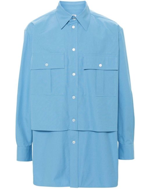 Camisa con efecto a capas Bottega Veneta de hombre de color Blue