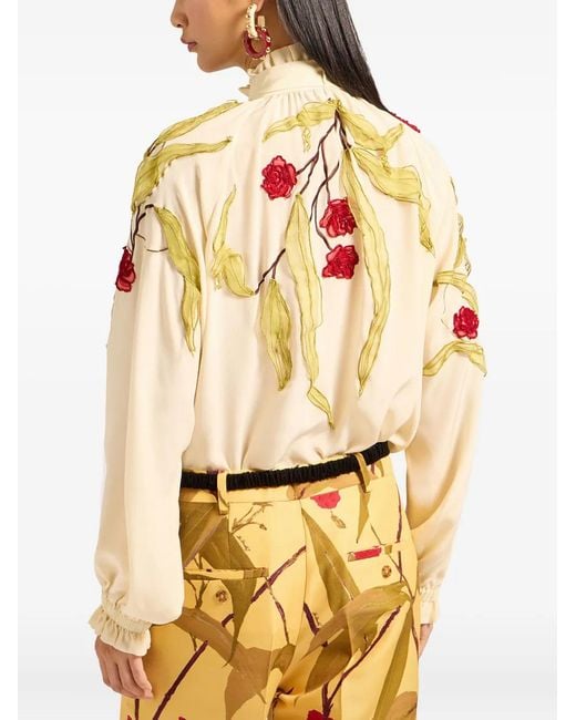 LaDoubleJ White Embroidered-Ruffled Blouse