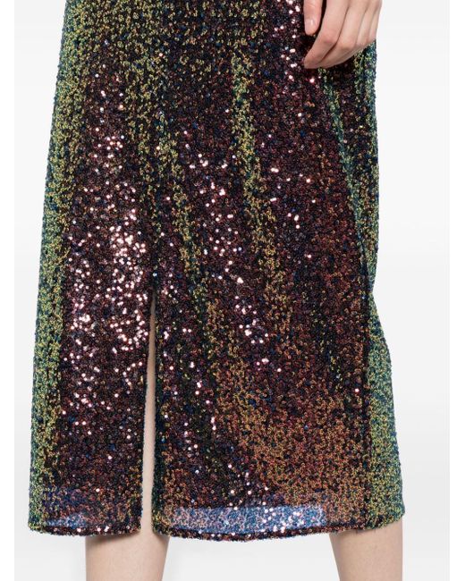 Karl Lagerfeld Red Sequinned Midi Skirt