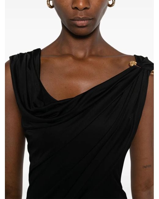 Versace Black Asymmetric Neck Dress