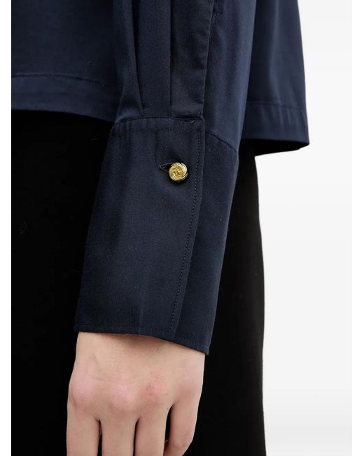 Barbour Blue Evie Ruffled Tie Blouse