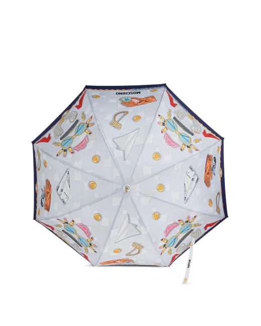 Ombrello Con Stampa di Moschino in Blue