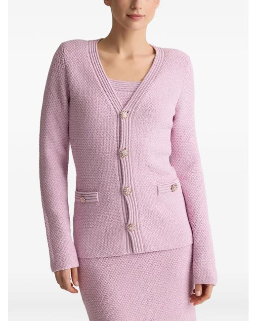 St. John Pink Mouliné-Knit Jacket