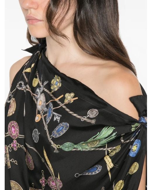 Versace Black Jewel-Print Silk Mini Dress