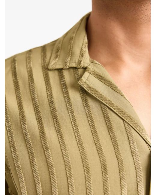 Orlebar Brown Yellow Maitan Tonal Stripe Chenille Shirt for men