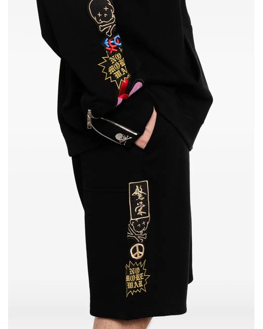 Mastermind Japan Black Short À Écusson Brodé Et Lien De Resserrage for men