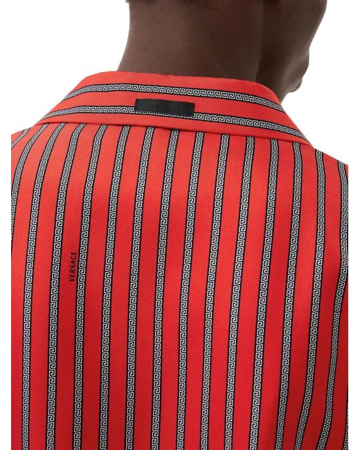 Versace Red Printed Silk Twill Shirt for men