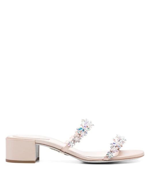 Mules Con Decorazione Farfalla 40Mm di Rene Caovilla in White