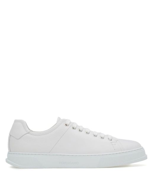 Ferragamo White Lace-up Leather Sneakers for men
