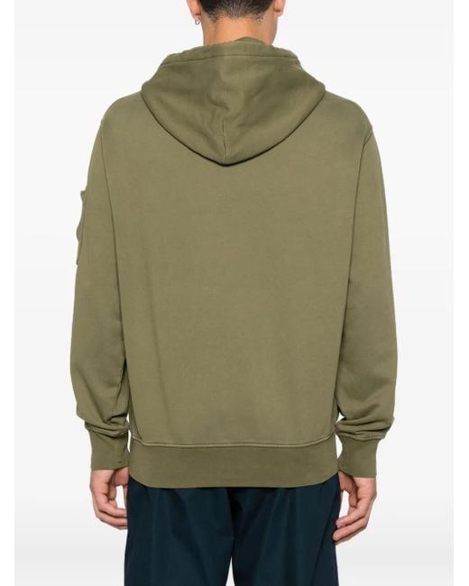 C P Company Green Lens-Detail Cotton Hoodie for men