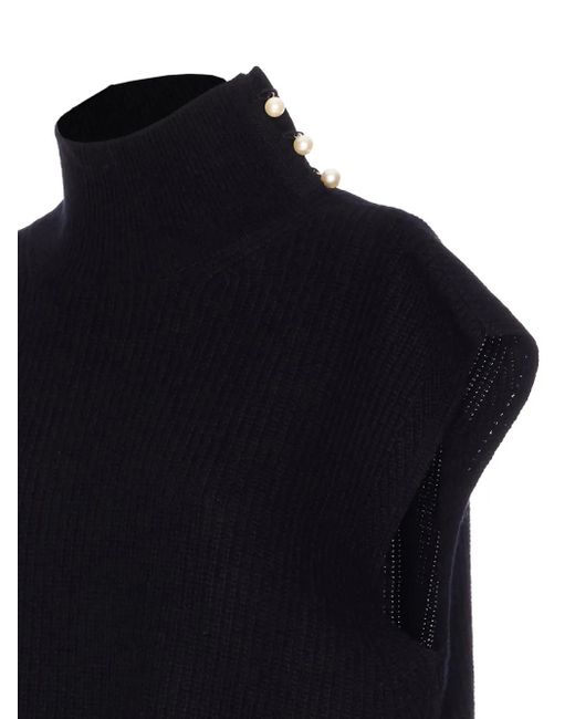 Liu Jo パールトリム ハイネックトップ Black