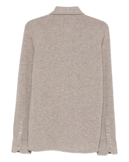 Fedeli Gray Cashmere Shirt Jacket for men