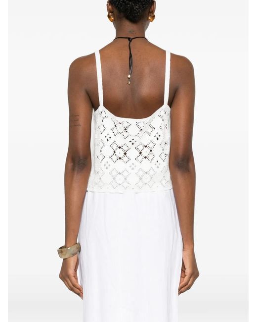 Bompard White Crochet Openwork Top