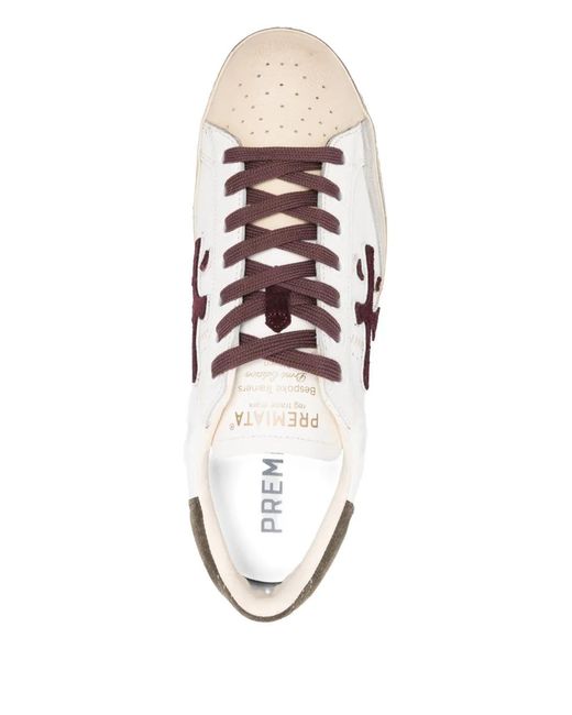 Premiata Natural Logo-Detail Leather Low-Top Sneakers for men