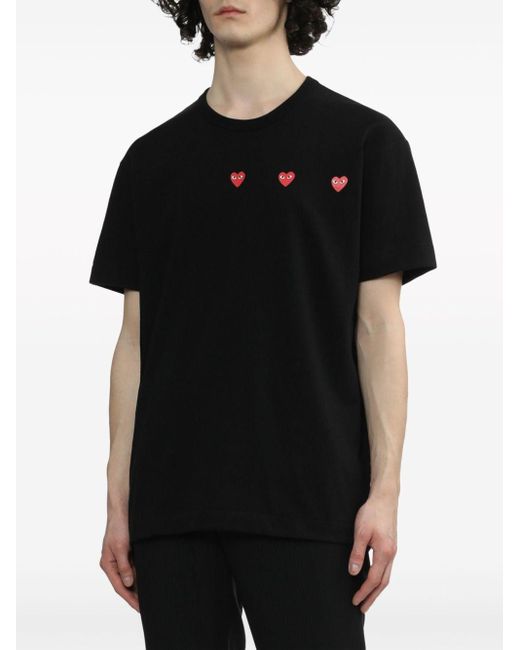Camiseta Triple Hearts COMME DES GARÇONS PLAY de hombre de color Black