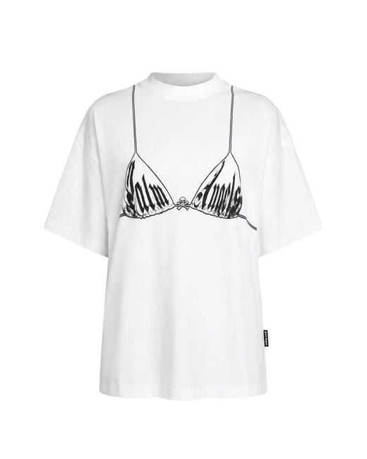 Palm Angels White Bra Loose Crew-Neck T-Shirt