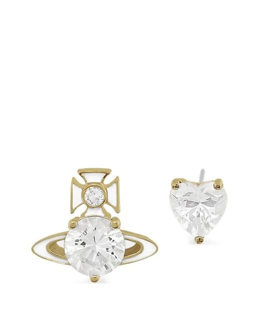 Vivienne Westwood White Millie Heart Earrings