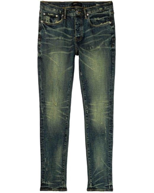 Jeans con lavaggio acido di Purple Brand in Green da Uomo