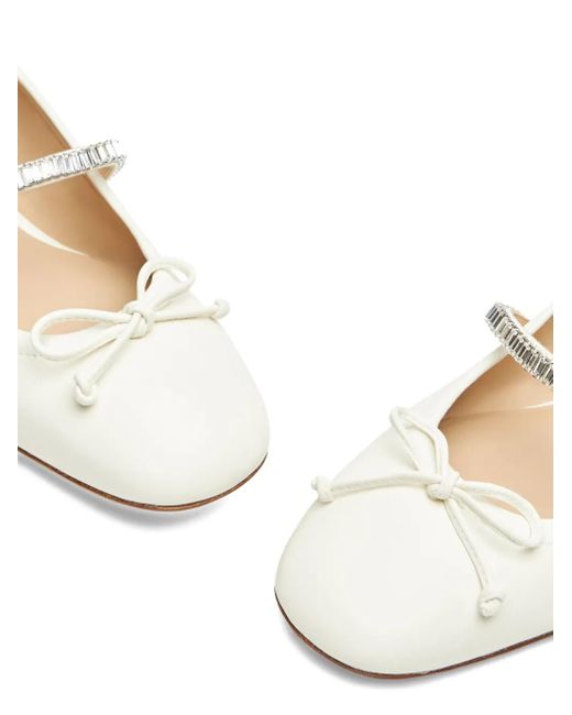 Stuart Weitzman White Crystal-Embellished Bow Flats