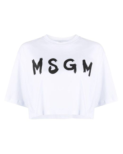 MSGM White Short T-shirt Logo