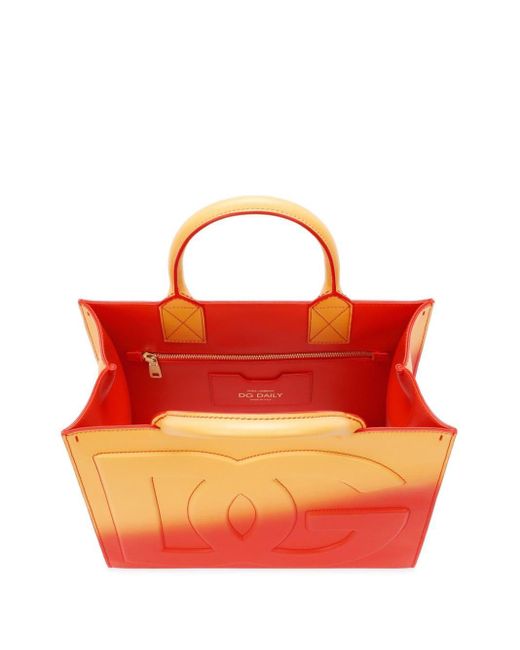 Bolso shopper Daily con logo en relieve Dolce & Gabbana de color Orange