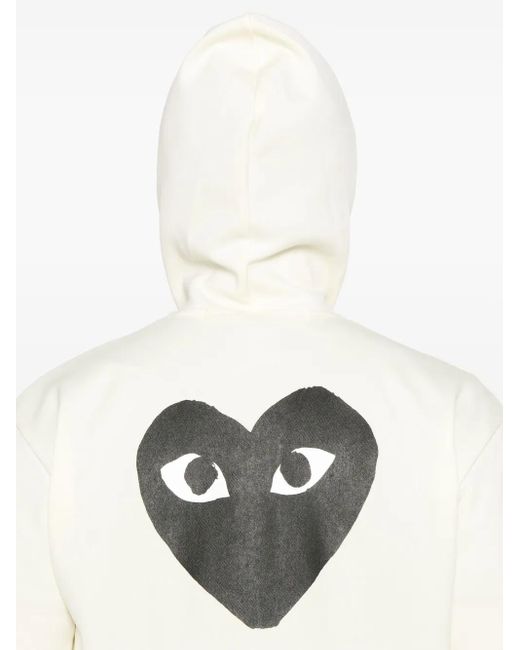 COMME DES GARÇONS PLAY White Large Heart-Print Zip-Up Hoodie