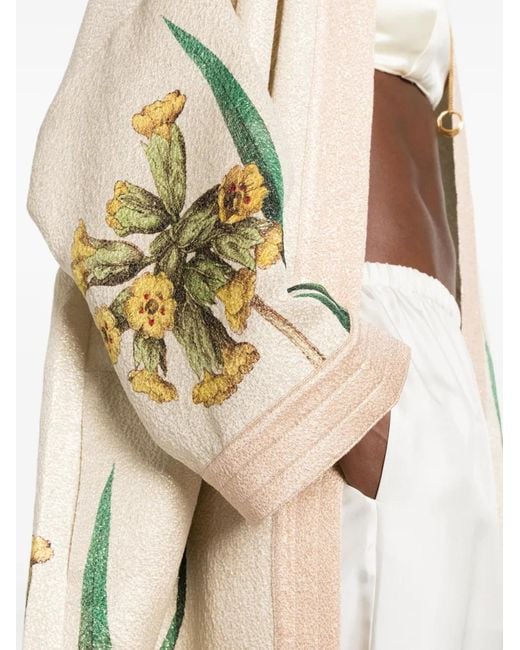 Pierre Louis Mascia White Veste Ouverte À Fleurs Pax