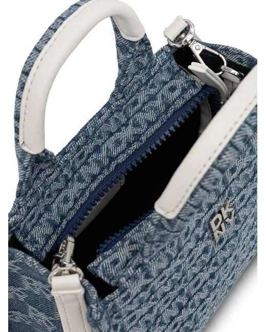 DKNY Blue Logo-Pattern Tote Bag