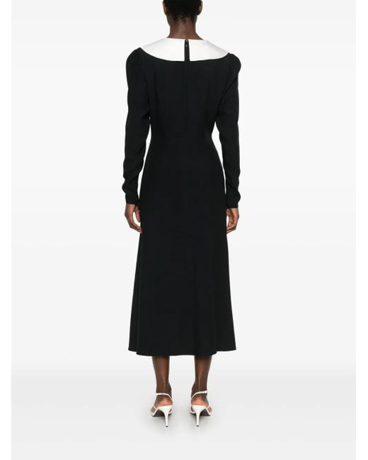 Alessandra Rich Black Crepe Midi Dress