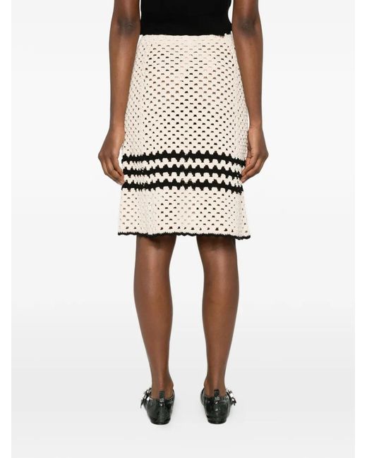 N°21 Natural Knitted-Construction Stripe-Detail Skirt