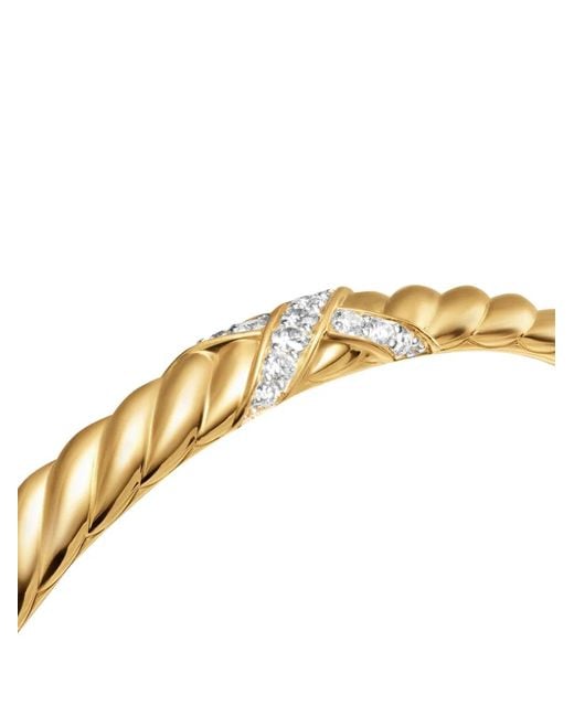 David Yurman Metallic 18K Sculpted Cable X Center Station Diamond Bracelet
