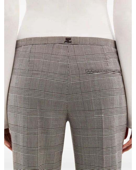 Courreges Gray Flare Mid-Rise Prince Of Wales Pants