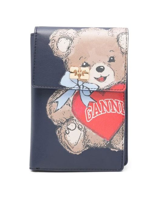 Ganni Gray Recycled Leather Polyurethane Holder