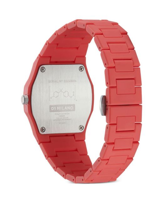 D1 Milano Polycarbon 37cm Horloge in het Red