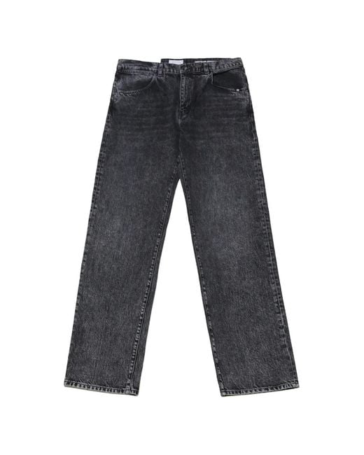 AMISH Gray Five-Pocket Wide-Leg Jeans for men