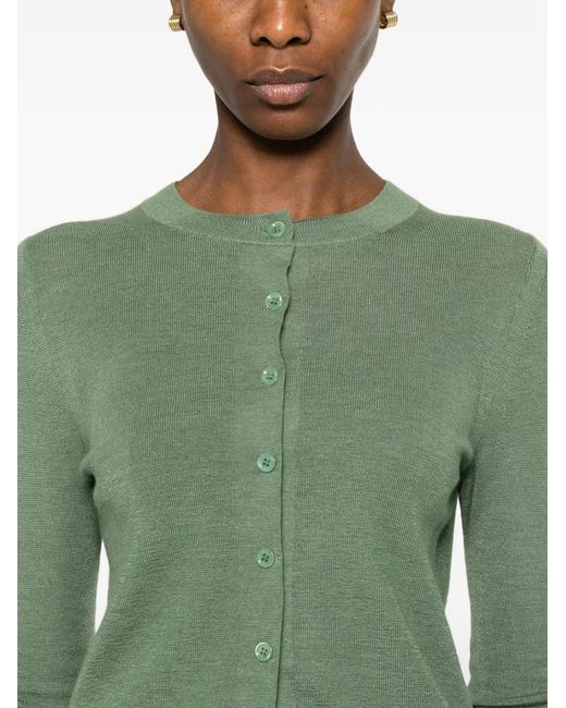 Bompard Green Cardigan Crop À Boutonnière Devant
