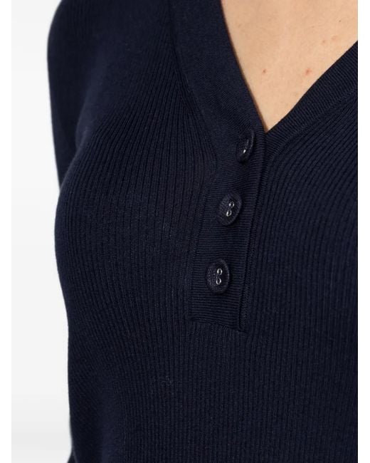 Paul Smith Blue Button Ribbed Top