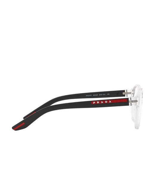 Prada Linea Rossa White Round-Frame Glasses for men
