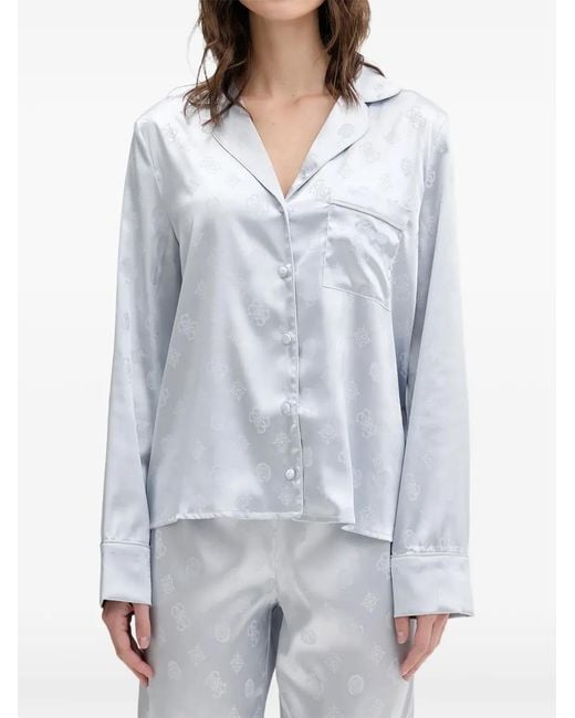 Guess Gray Sylvie Logo-Print Pocket Pajamas