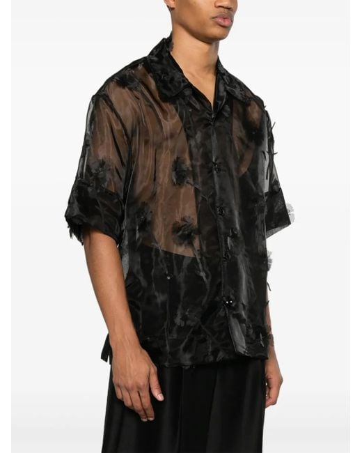 Simone Rocha Black Sheer Shirt for men