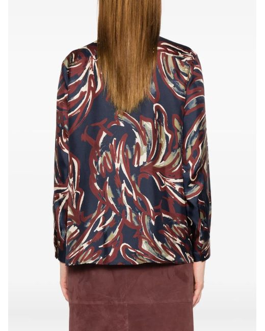 Max Mara Blue Buttoned Abstract-Pattern Shirt