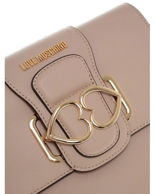 Love Moschino Natural Heart-Buckle Crossbody Bag