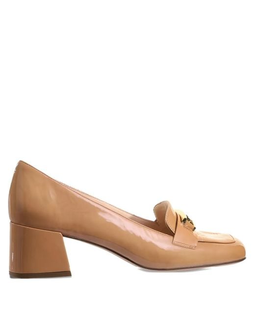 Högl Brown 40Mm Helen Patent-Leather Block-Heel Loafers