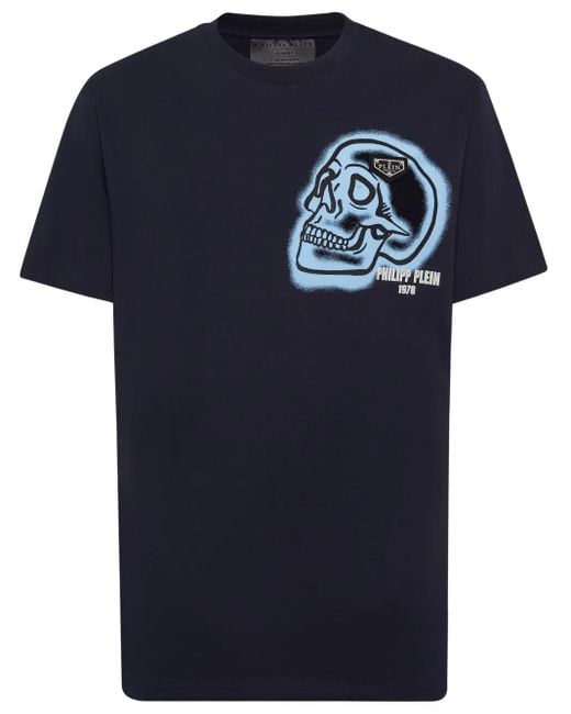 メンズ Philipp Plein スカル Tシャツ Blue