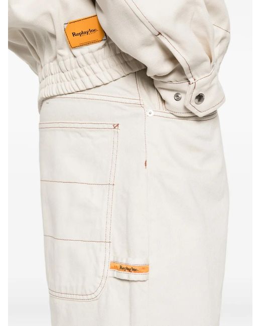 Replay White Short À Coutures Contrastantes for men