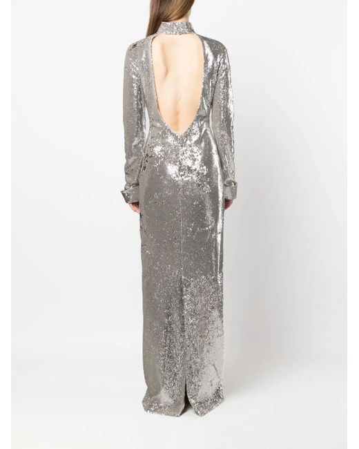 Givenchy Gray Open-Back Sequin Gown