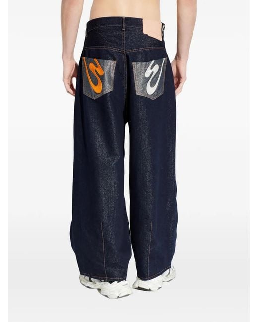 PDF Blue Embroidered Jeans for men