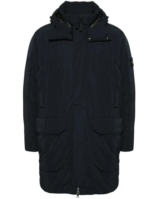 Stone Island Blue Compass-Badge Hooded Jacket for men