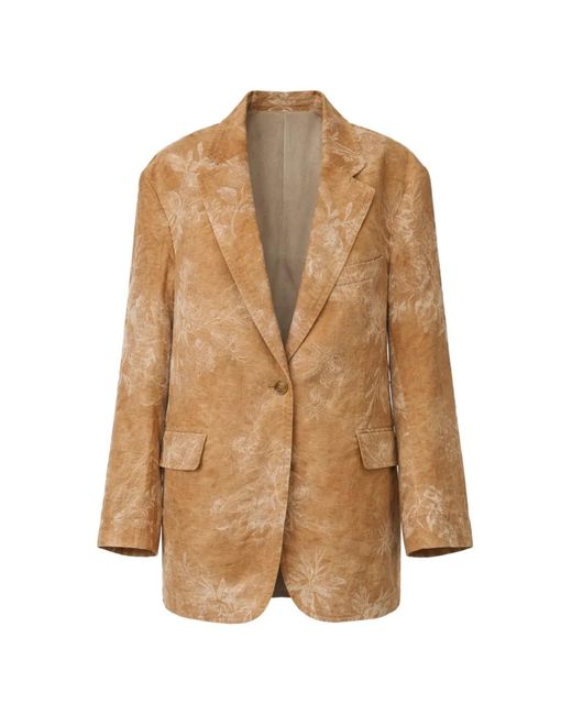 R13 Brown Single-Breasted Blazer