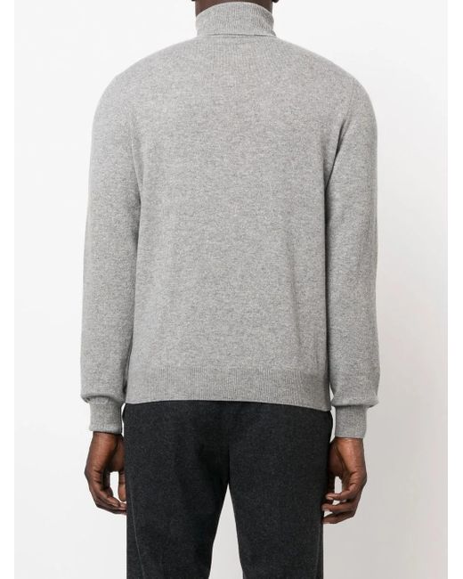 Corneliani Gray Cashmere Roll-Neck Jumper for men